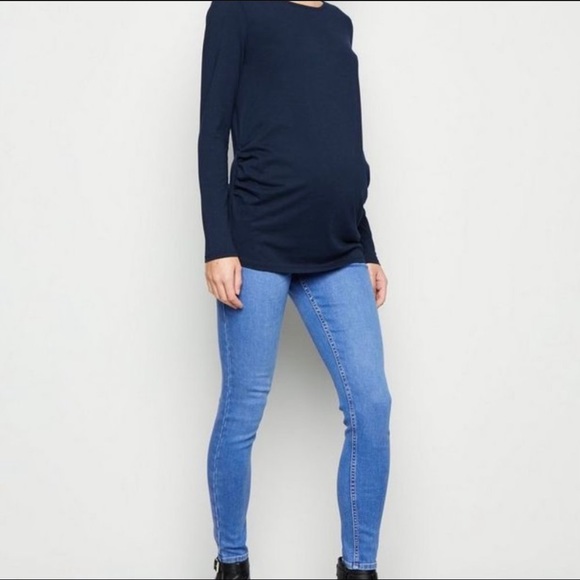 NWT New Look Maternity Jeans Skinny Stretch Denim Cropped Pants Jeggings - Picture 2 of 2